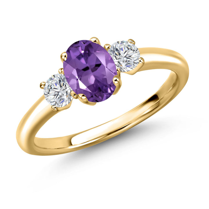 Amethyst - February_5_Ring in 925 Yellow Gold Plated Silver