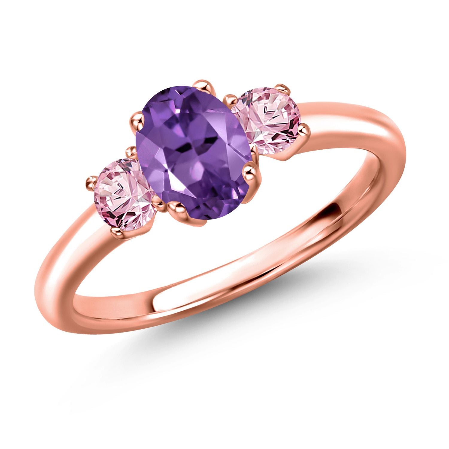 Amethyst - February_5_Ring in 925 Rose Gold Plated Silver
