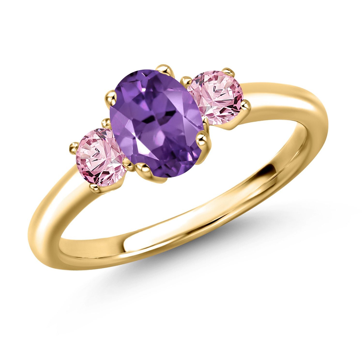 Amethyst - February_8_Ring in 925 Yellow Gold Plated Silver