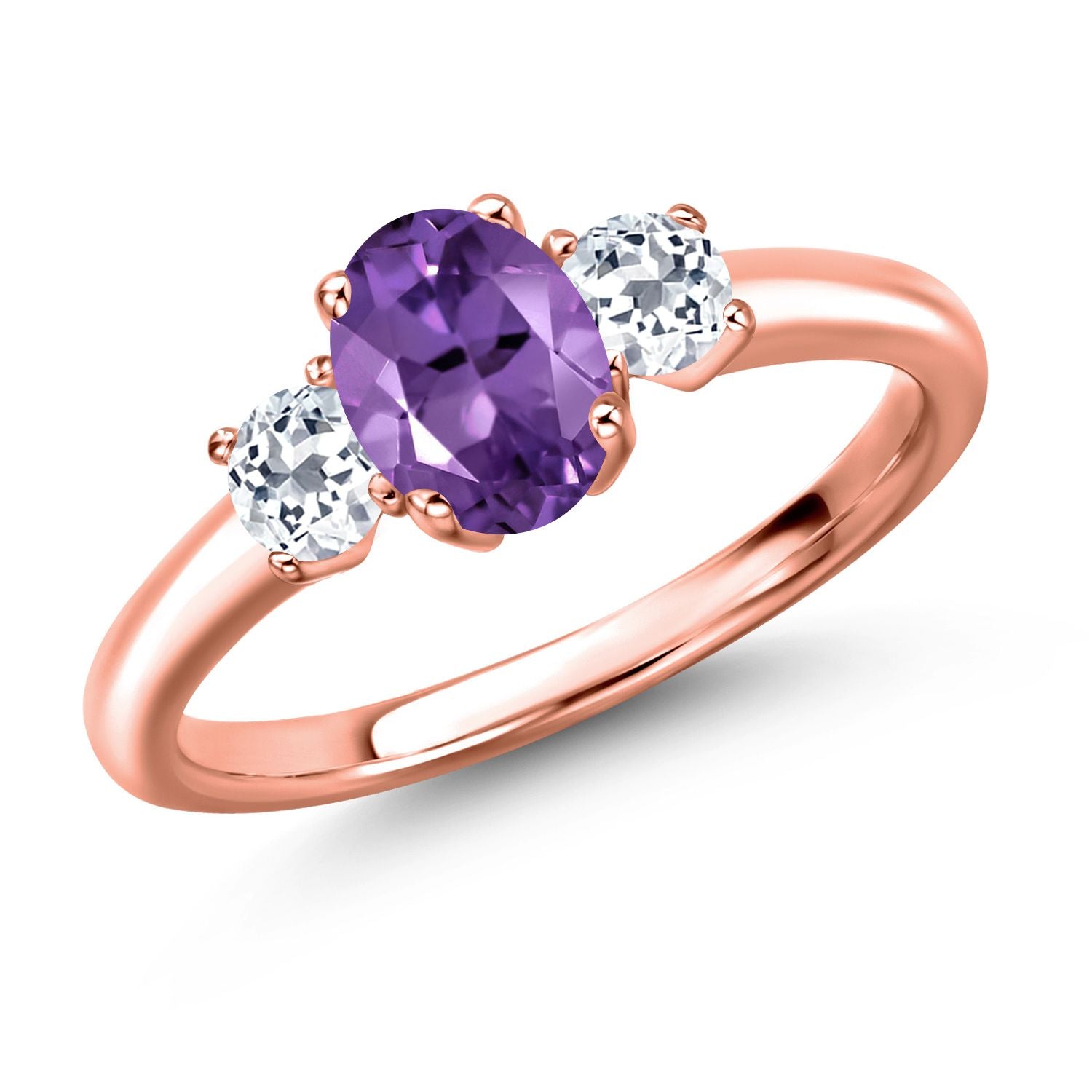 Amethyst - February_8_Ring in 925 Rose Gold Plated Silver