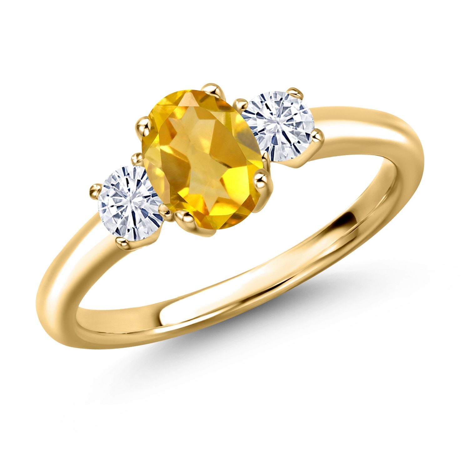 Citrine - November_7_Ring in 925 Yellow Gold Plated Silver