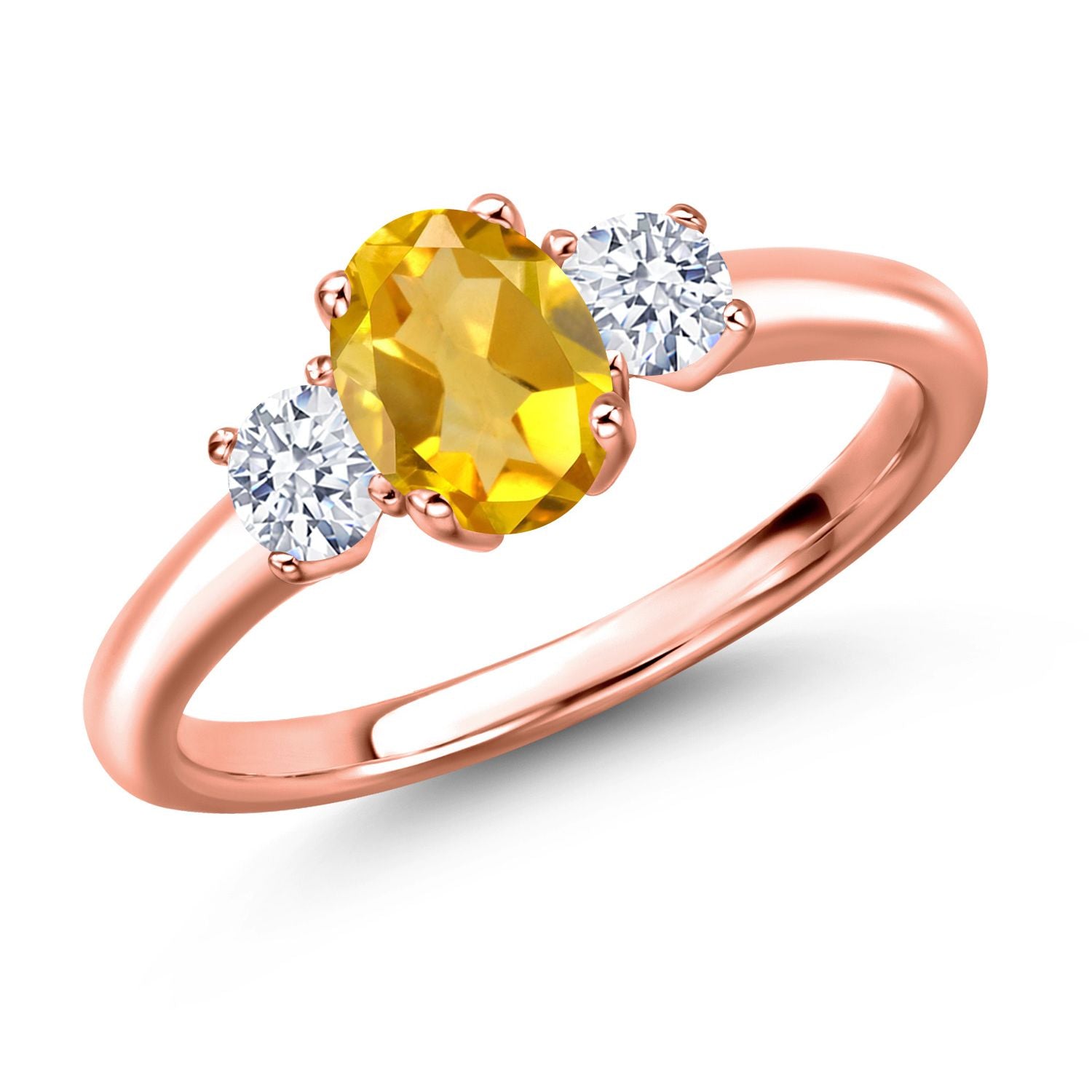 Citrine - November_8_Ring in 925 Rose Gold Plated Silver