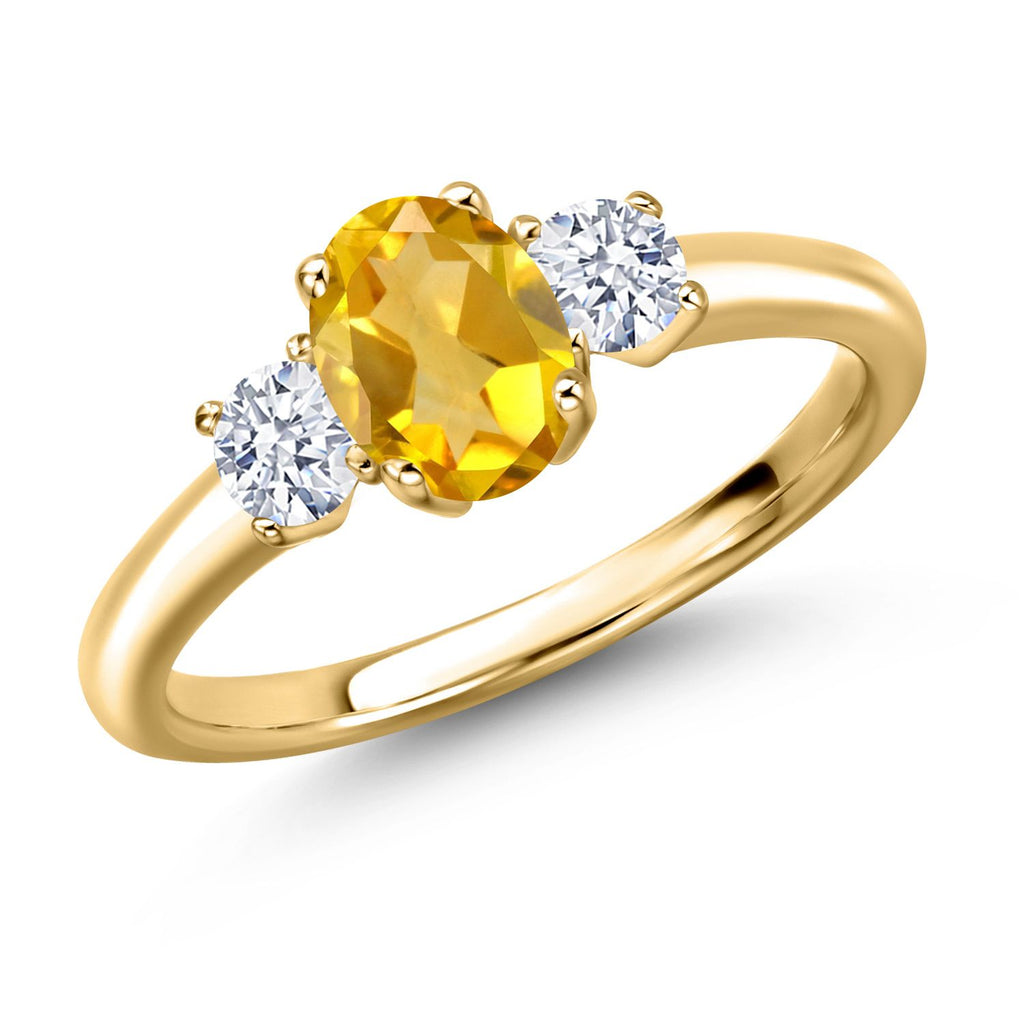 Citrine - November_5_Ring in 925 Yellow Gold Plated Silver