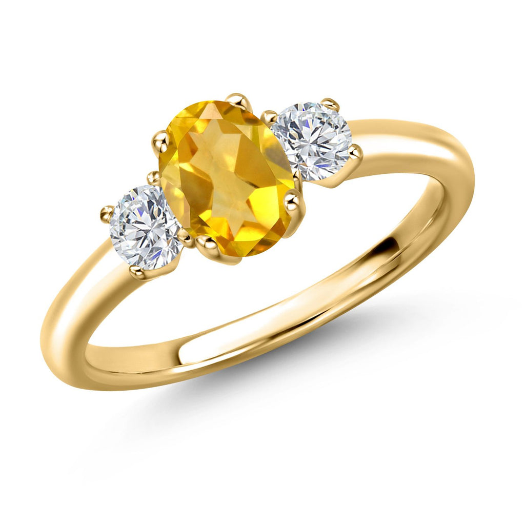 Citrine - November_6_Ring in 925 Yellow Gold Plated Silver