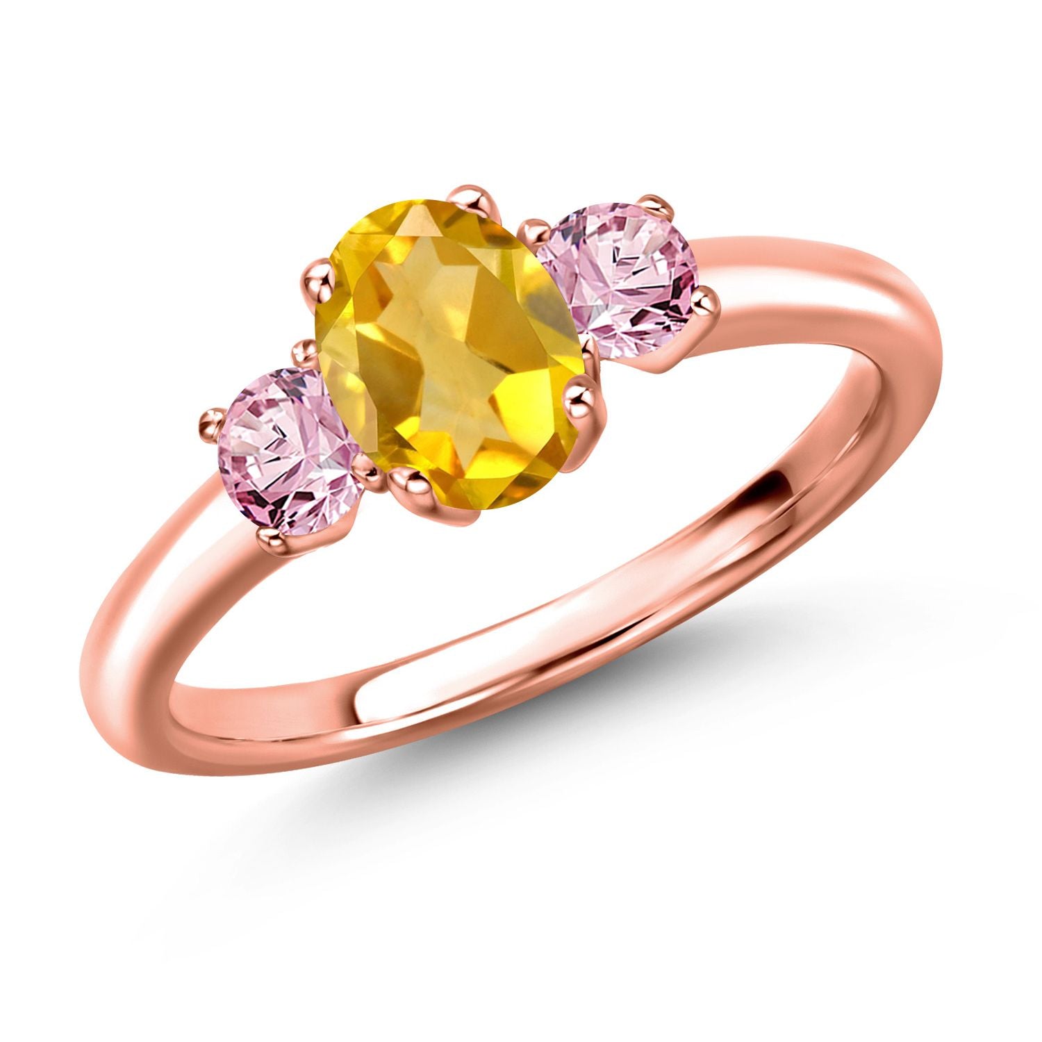 Citrine - November_8_Ring in 925 Rose Gold Plated Silver