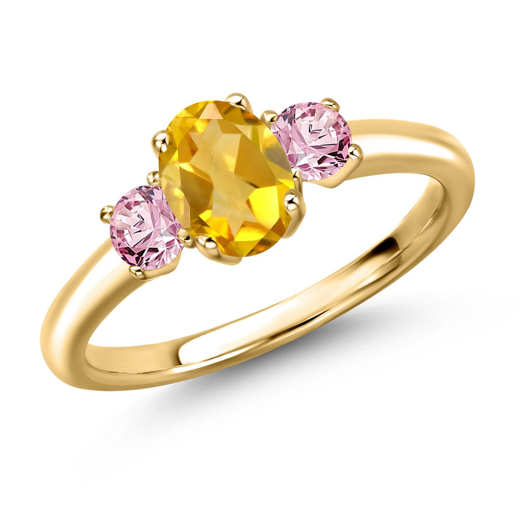 Citrine - November_5_Ring in 925 Yellow Gold Plated Silver