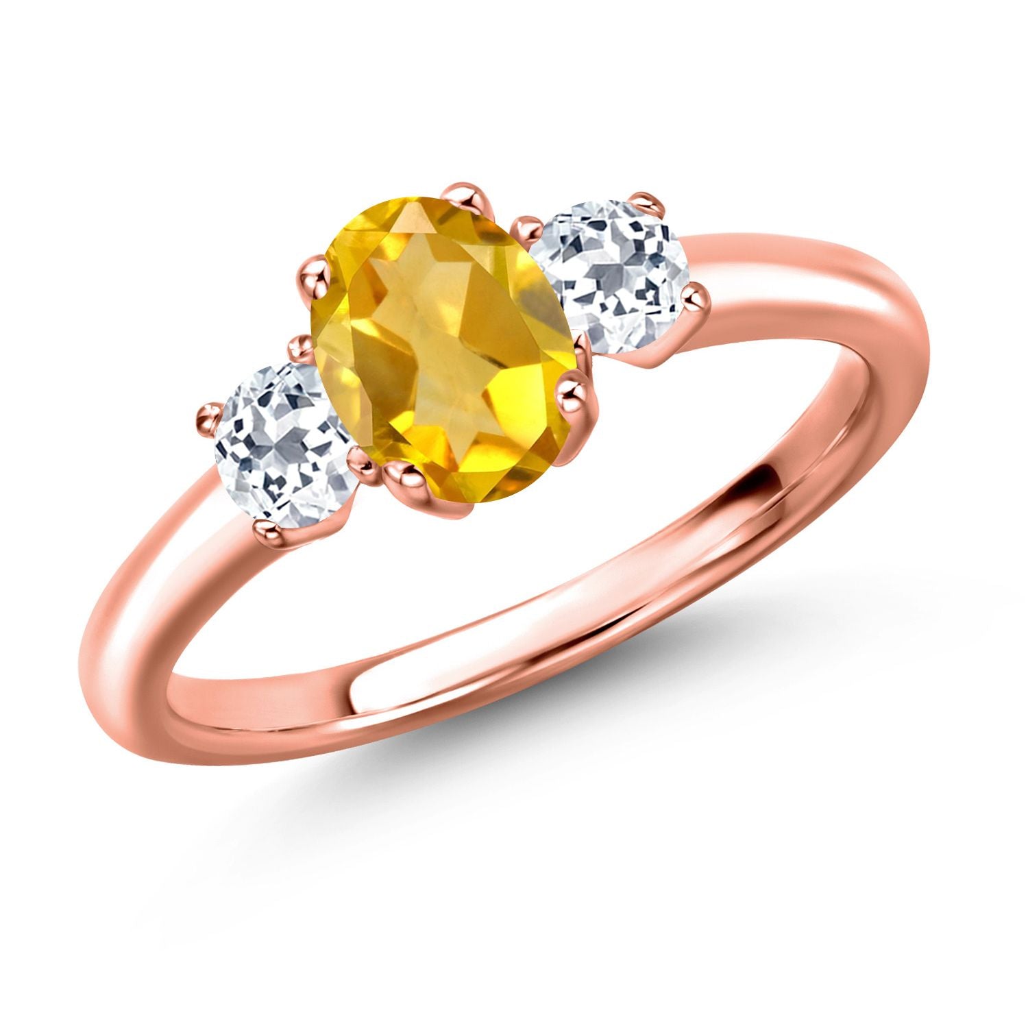 Citrine - November_8_Ring in 925 Rose Gold Plated Silver