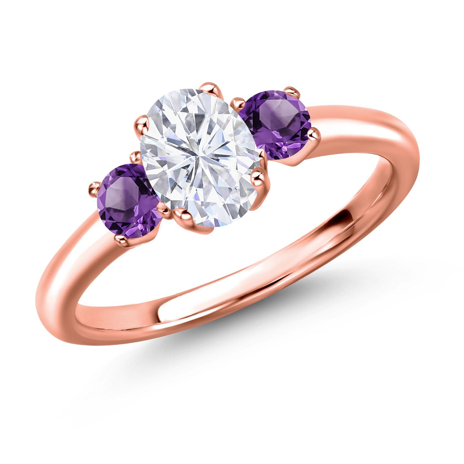 Amethyst - February_8_Ring in 925 Rose Gold Plated Silver