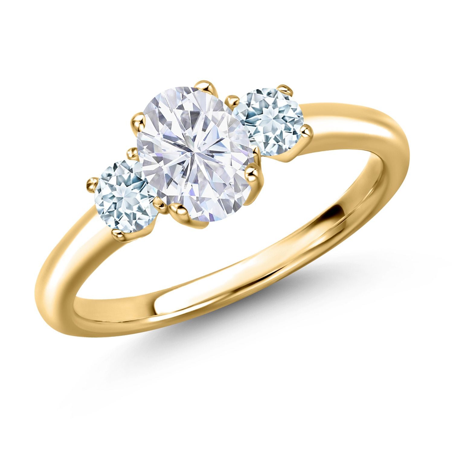 Aquamarine - March_5_Ring in 925 Yellow Gold Plated Silver