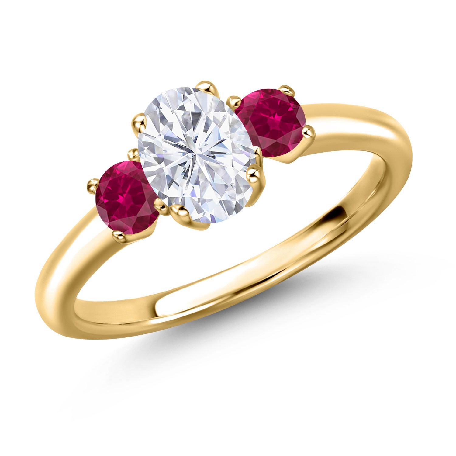 Created Ruby - July_9_Ring in 925 Yellow Gold Plated Silver
