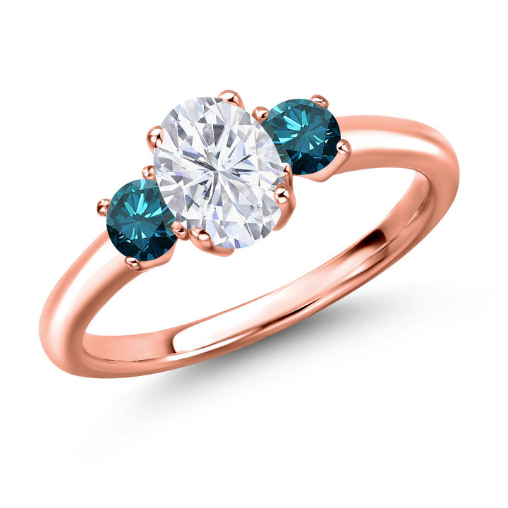 Blue Diamond - April_5_Ring in 925 Rose Gold Plated Silver