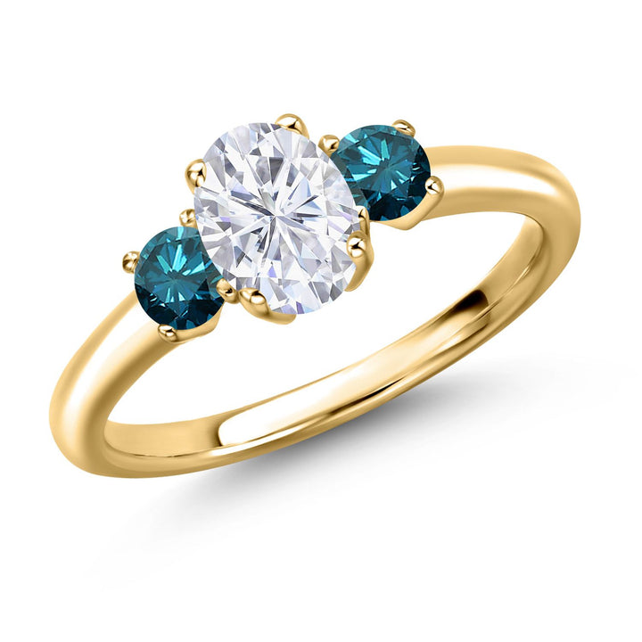 Blue Diamond - April_5_Ring in 925 Yellow Gold Plated Silver