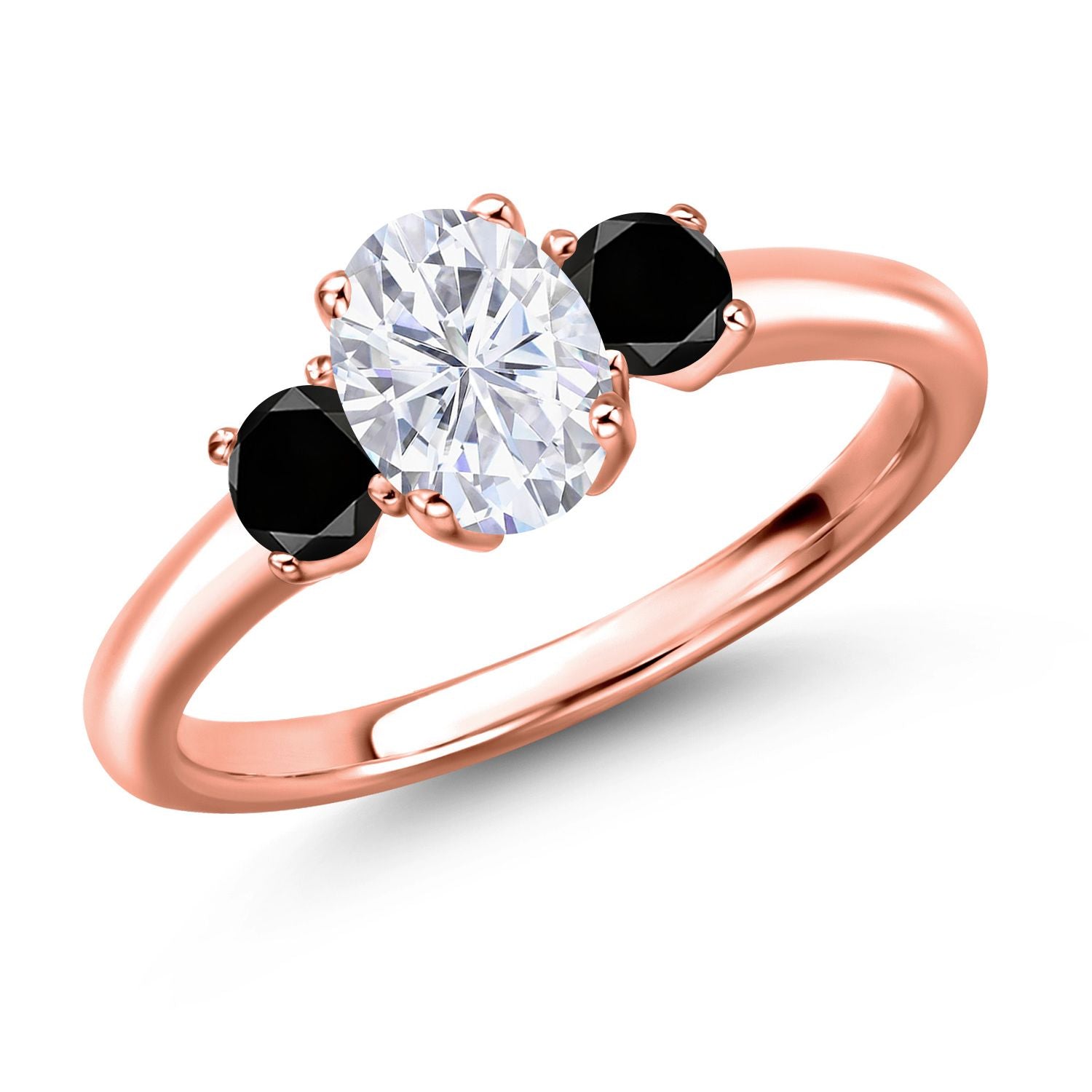 Black Diamond - April_8_Ring in 925 Rose Gold Plated Silver