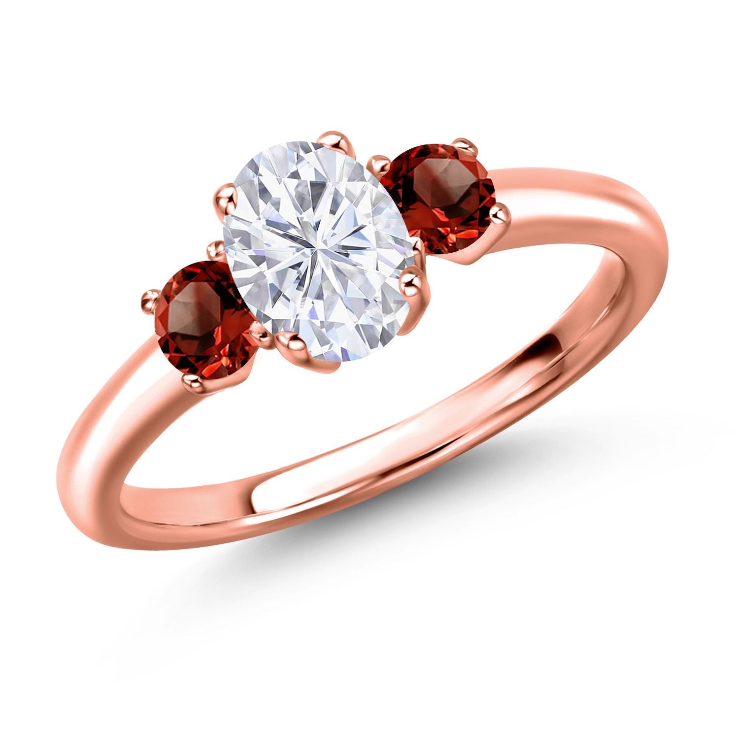 Garnet - January_6_Ring in 925 Rose Gold Plated Silver