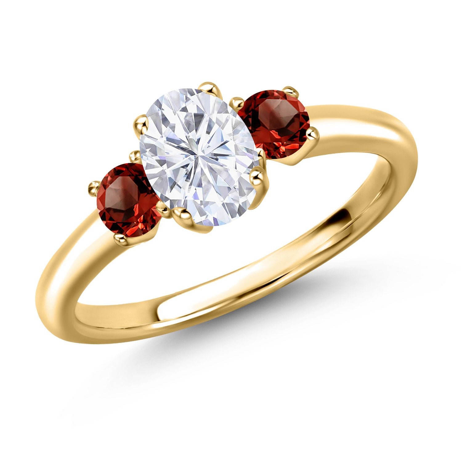 Garnet - January_7_Ring in 925 Yellow Gold Plated Silver