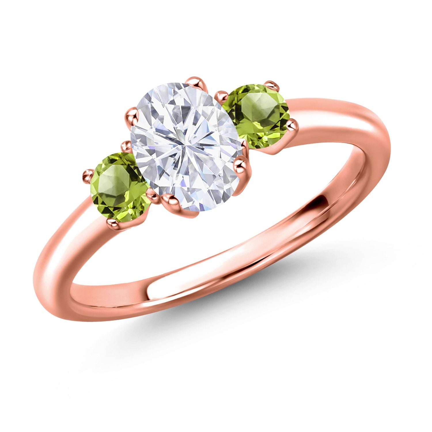Peridot - August_7_Ring in 925 Rose Gold Plated Silver