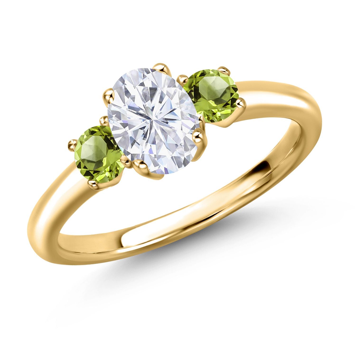Peridot - August_5_Ring in 925 Yellow Gold Plated Silver