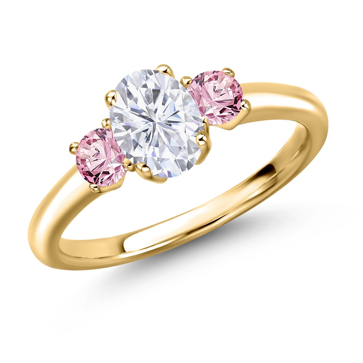 Pink Lab Grown Diamond - April_6_Ring in 925 Yellow Gold Plated Silver