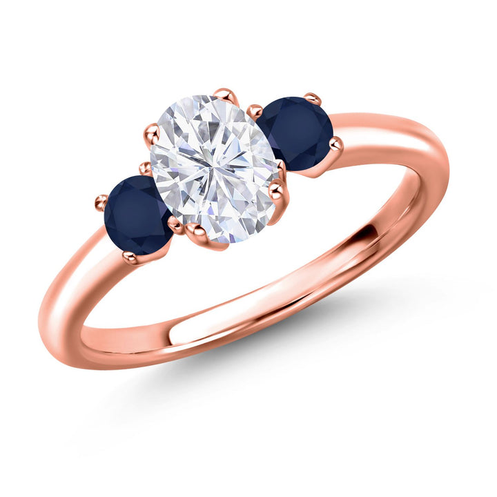 Blue Sapphire - September_5_Ring in 925 Rose Gold Plated Silver