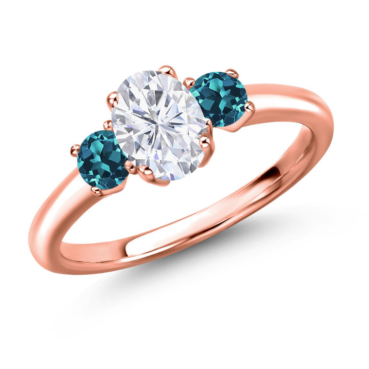 London Blue Topaz - November_5_Ring in 925 Rose Gold Plated Silver