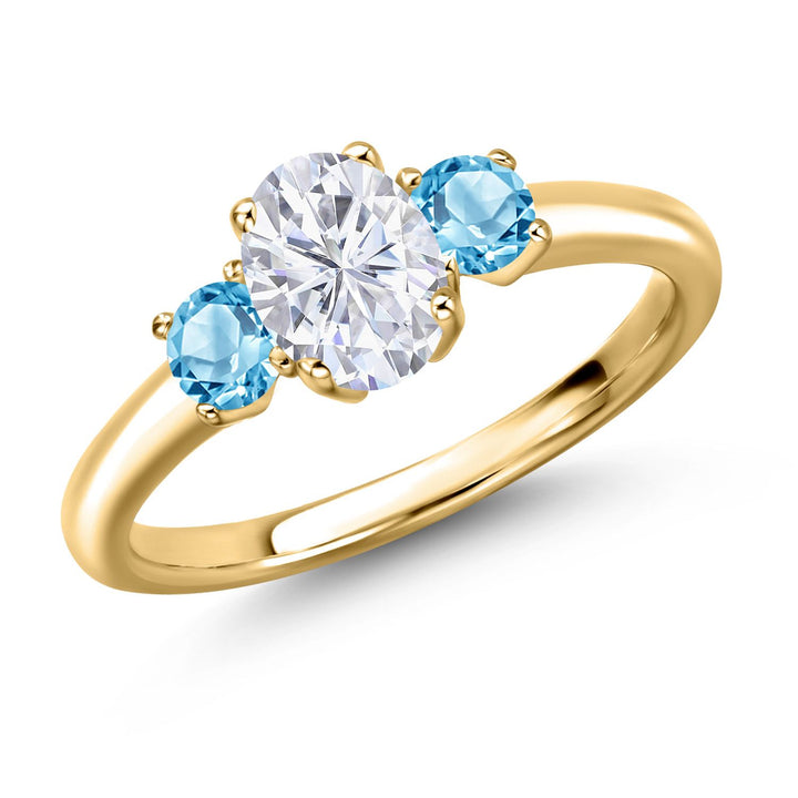 Swiss Blue Topaz - November_5_Ring in 925 Yellow Gold Plated Silver