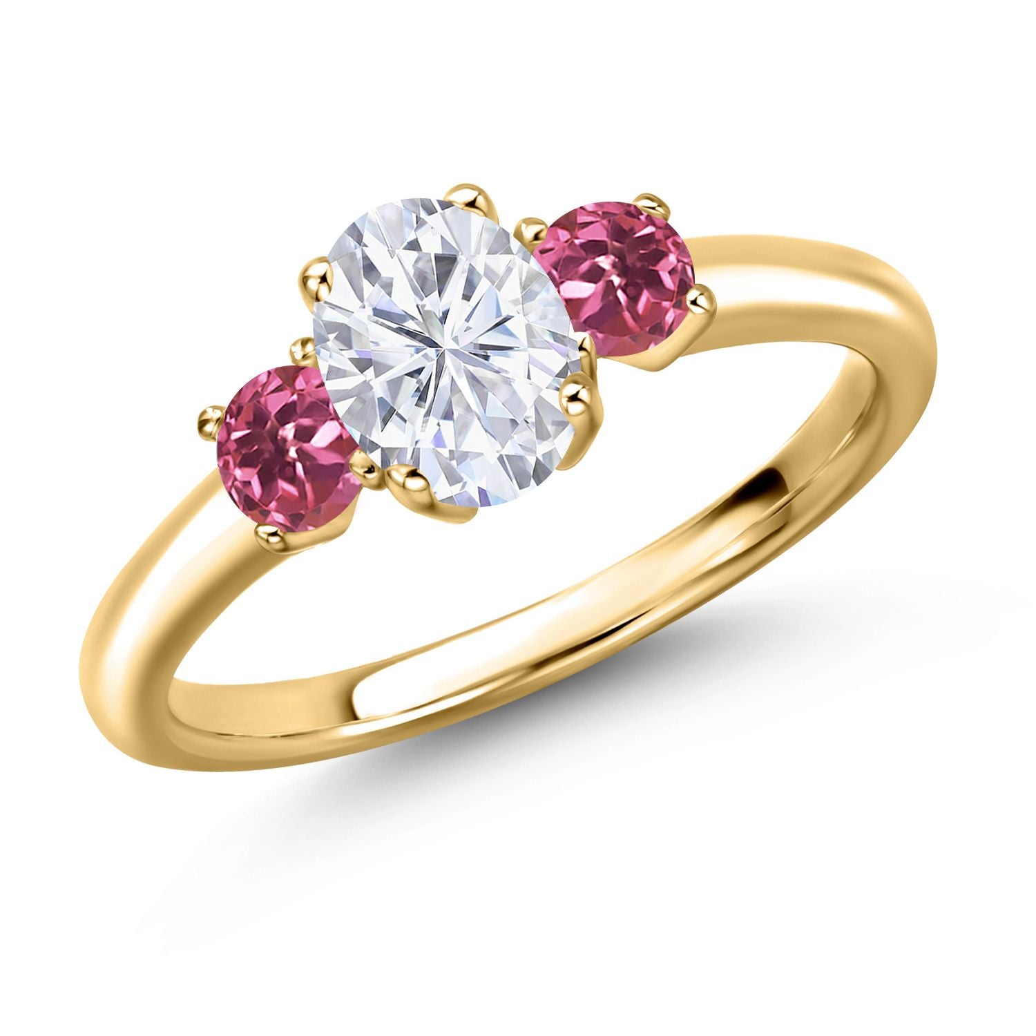 Pink Tourmaline - October_6_Ring in 925 Yellow Gold Plated Silver