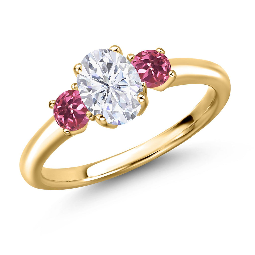 Pink Tourmaline - October_8_Ring in 925 Yellow Gold Plated Silver