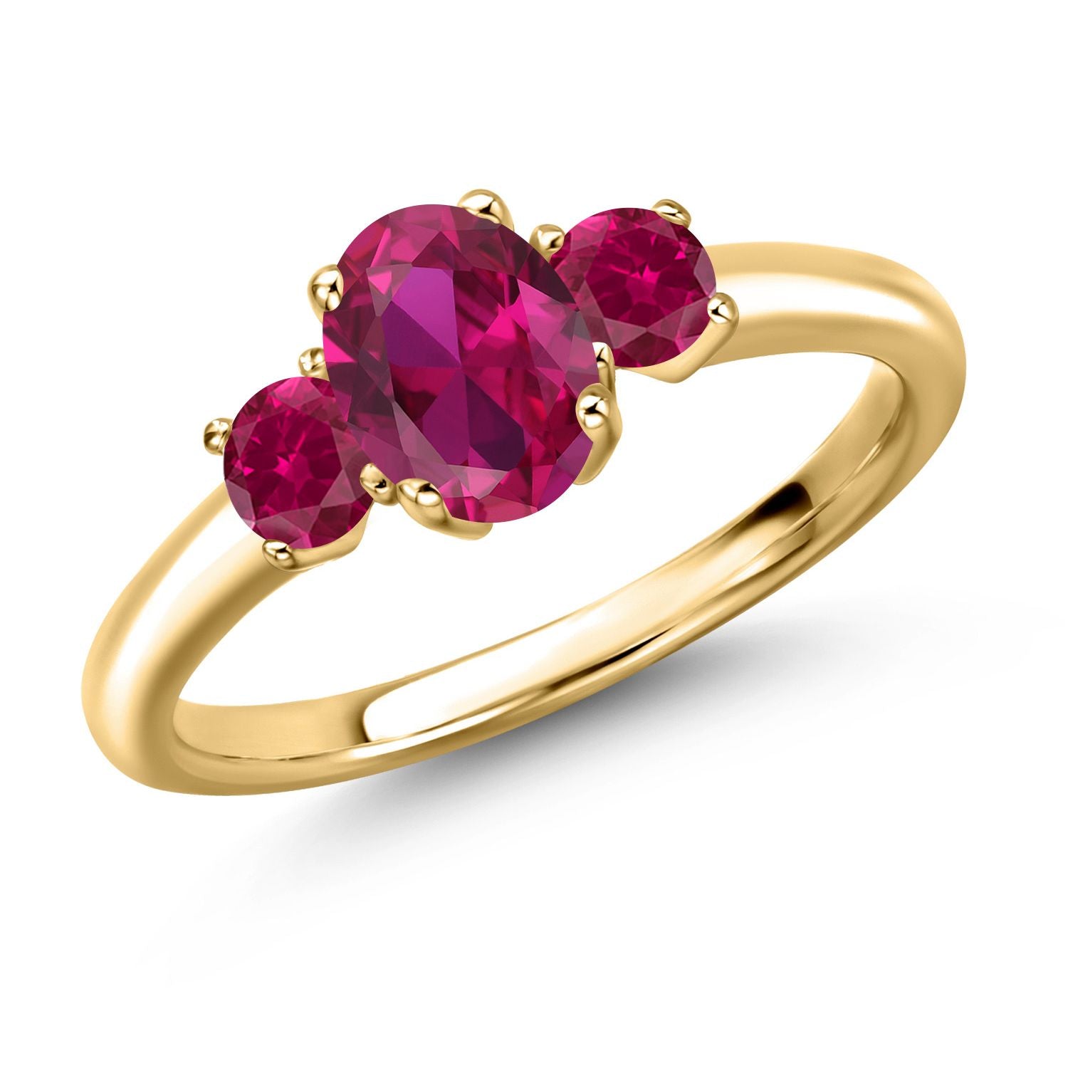 Created Ruby - July_7_Ring in 925 Yellow Gold Plated Silver