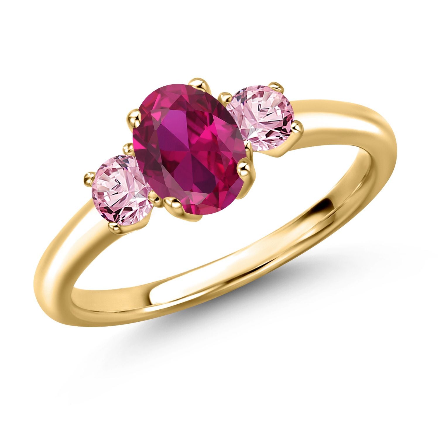 Created Ruby - July_5_Ring in 925 Yellow Gold Plated Silver