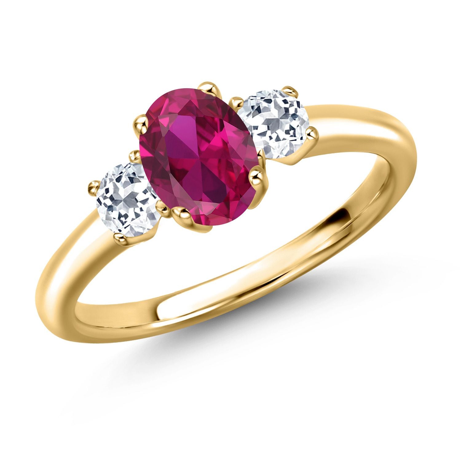 Created Ruby - July_7_Ring in 925 Yellow Gold Plated Silver