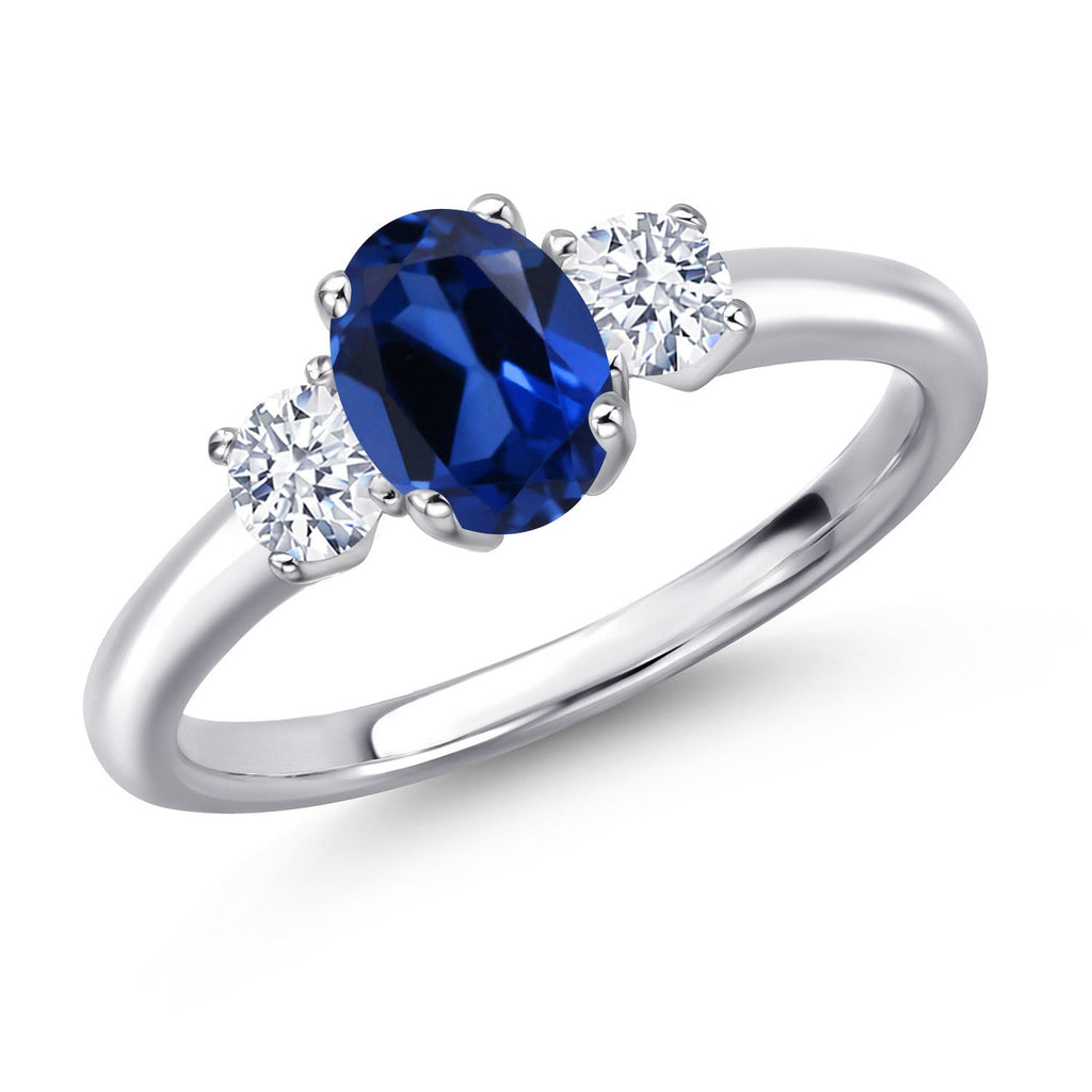 Blue Created Sapphire - September_9_Ring in 925 Sterling Silver