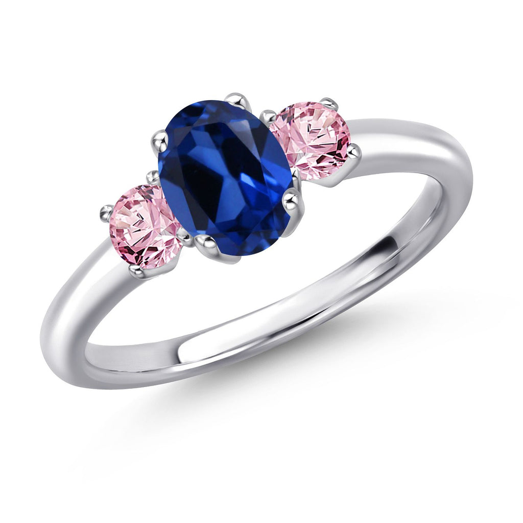 Blue Created Sapphire - September_5_Ring in 925 Sterling Silver
