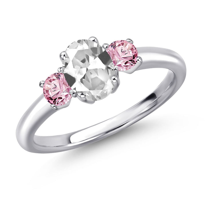 White Created Sapphire - September_9_Ring in 925 Sterling Silver