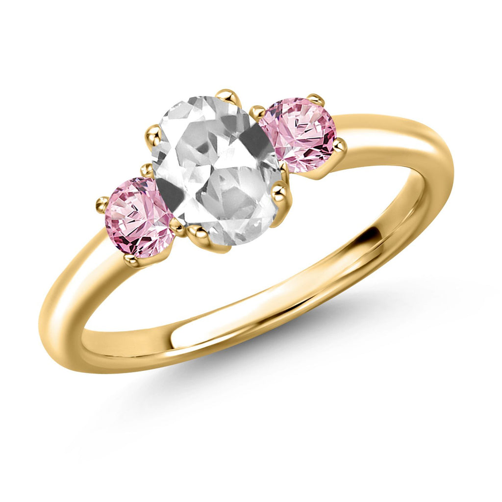 White Created Sapphire - September_6_Ring in 925 Yellow Gold Plated Silver