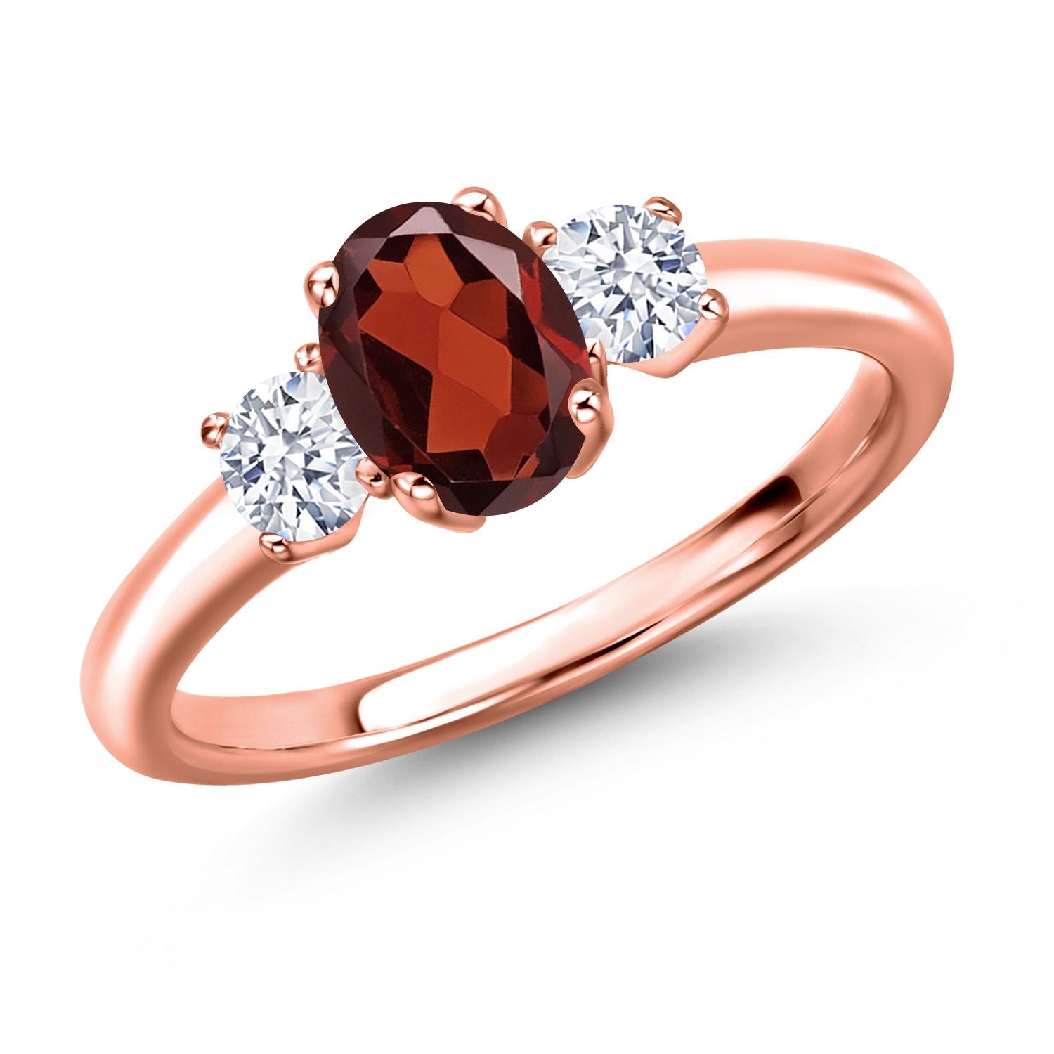 Garnet - January_8_Ring in 925 Rose Gold Plated Silver