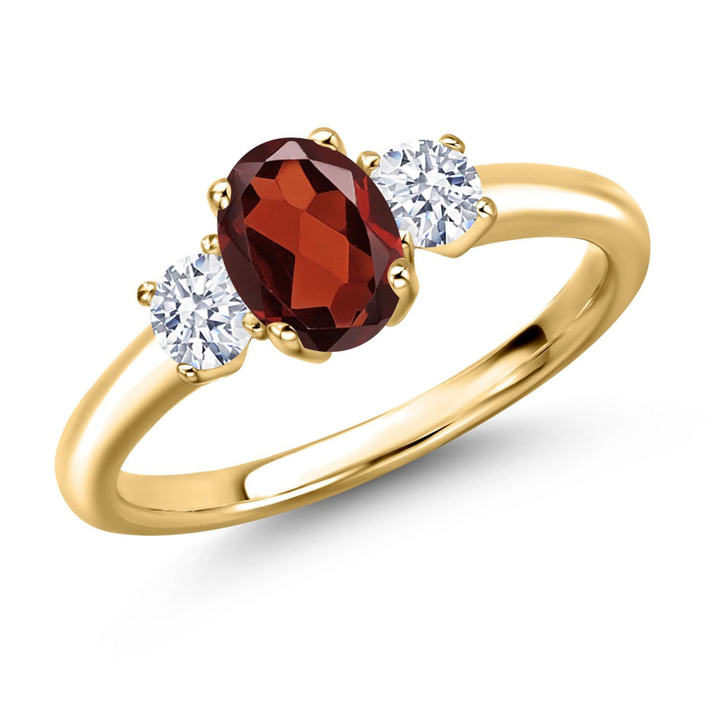 Garnet - January_5_Ring in 925 Yellow Gold Plated Silver