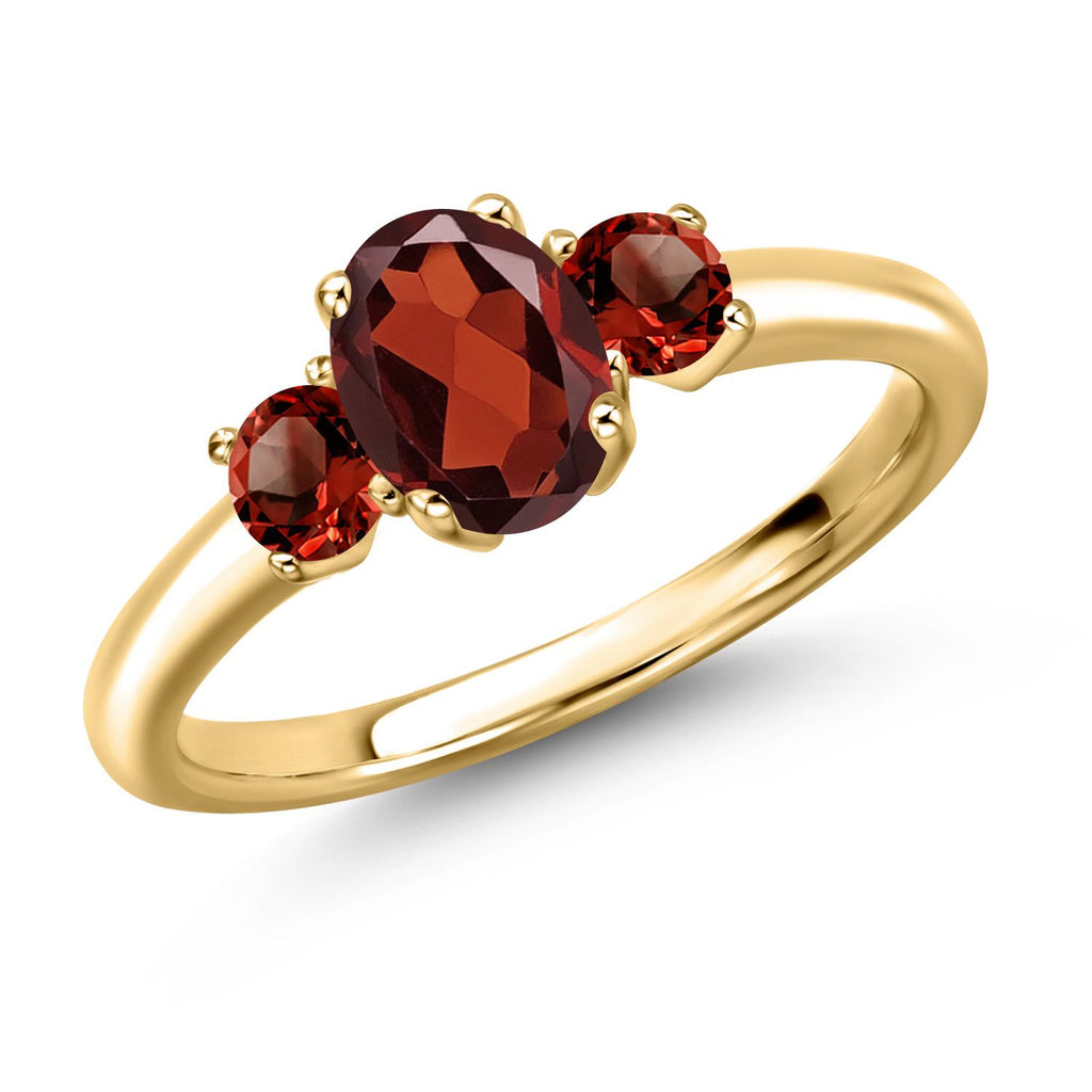 Garnet - January_7_Ring in 925 Yellow Gold Plated Silver
