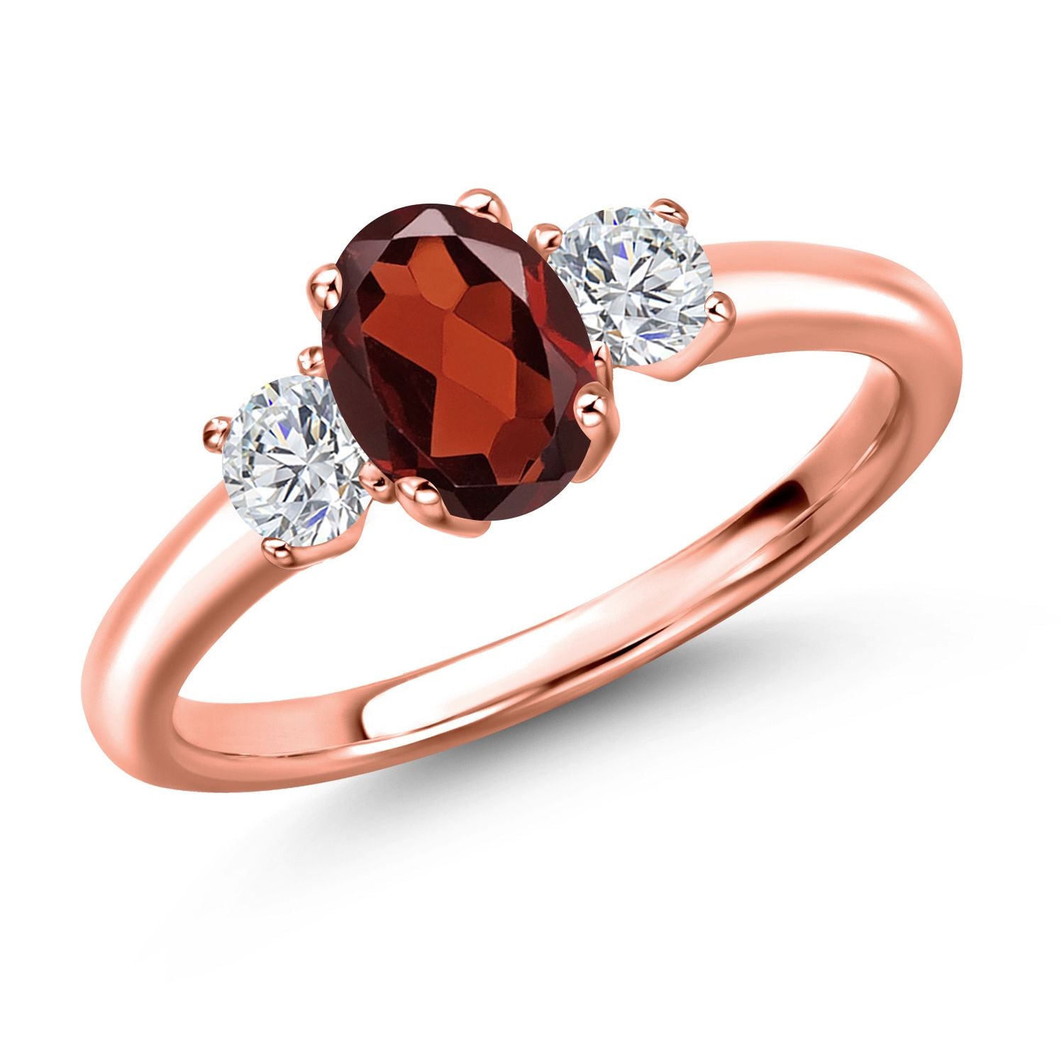 Garnet - January_8_Ring in 925 Rose Gold Plated Silver