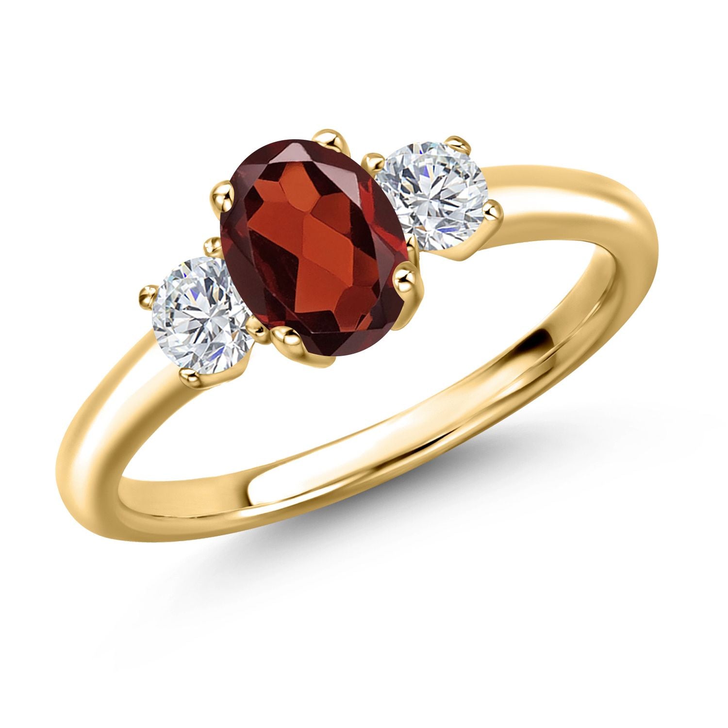 Garnet - January_8_Ring in 925 Yellow Gold Plated Silver