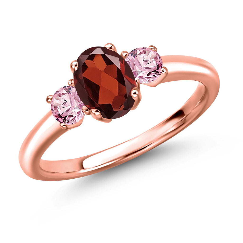 Garnet - January_8_Ring in 925 Rose Gold Plated Silver