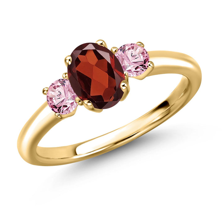 Garnet - January_5_Ring in 925 Yellow Gold Plated Silver