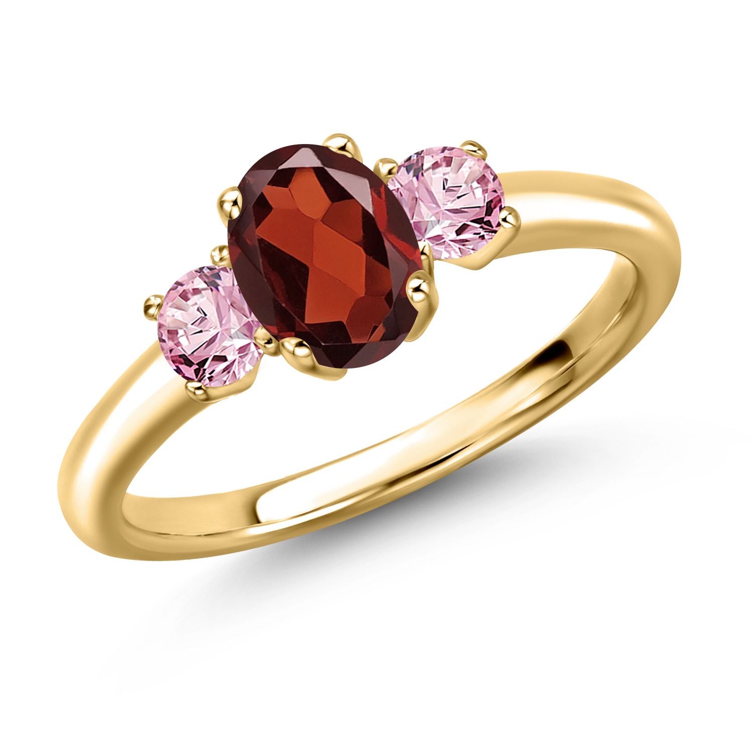 Garnet - January_9_Ring in 925 Yellow Gold Plated Silver