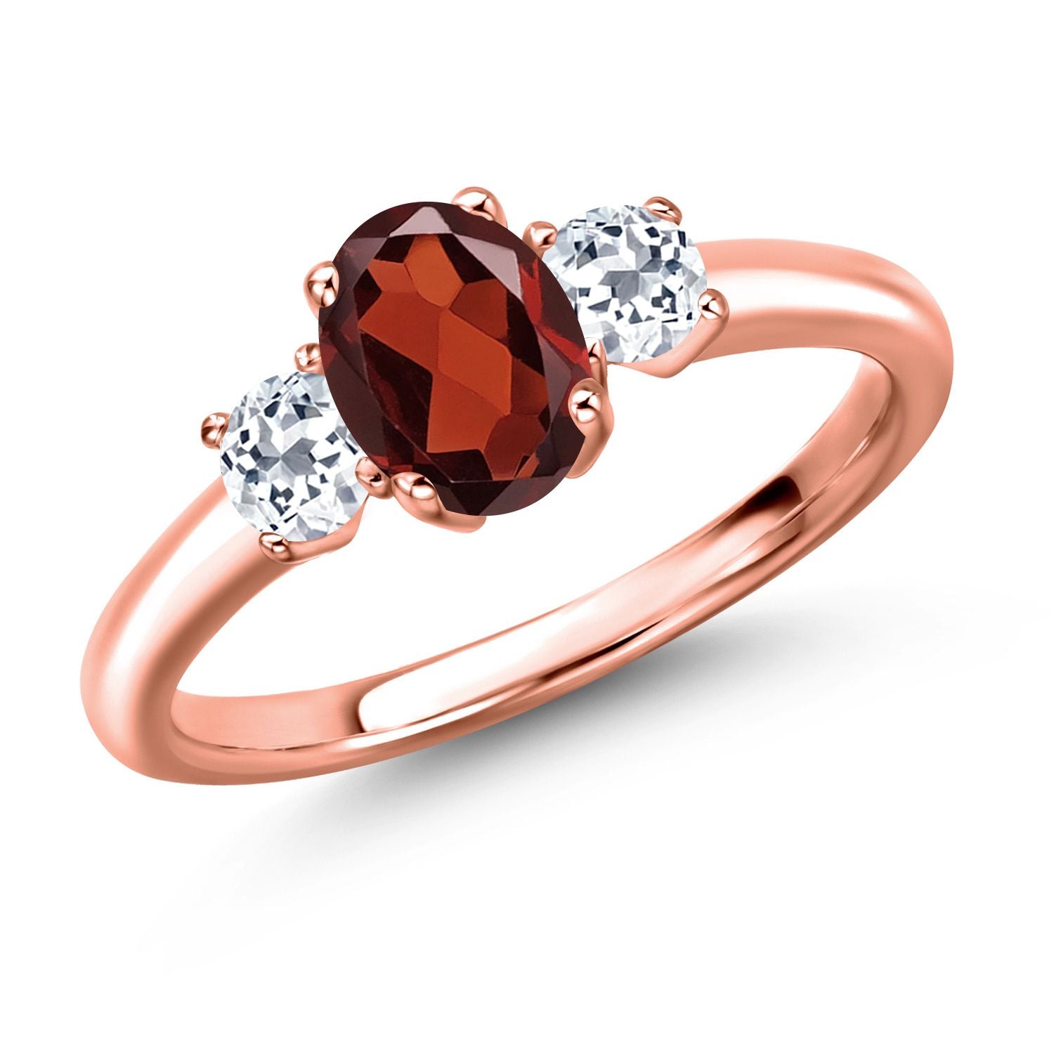 Garnet - January_7_Ring in 925 Rose Gold Plated Silver