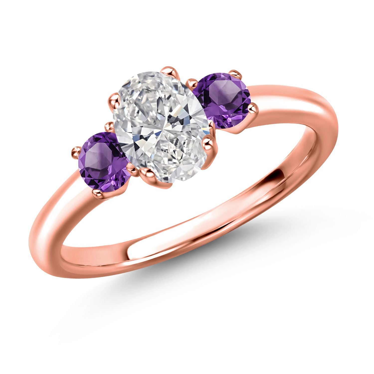 Amethyst - February_6_Ring in 925 Rose Gold Plated Silver