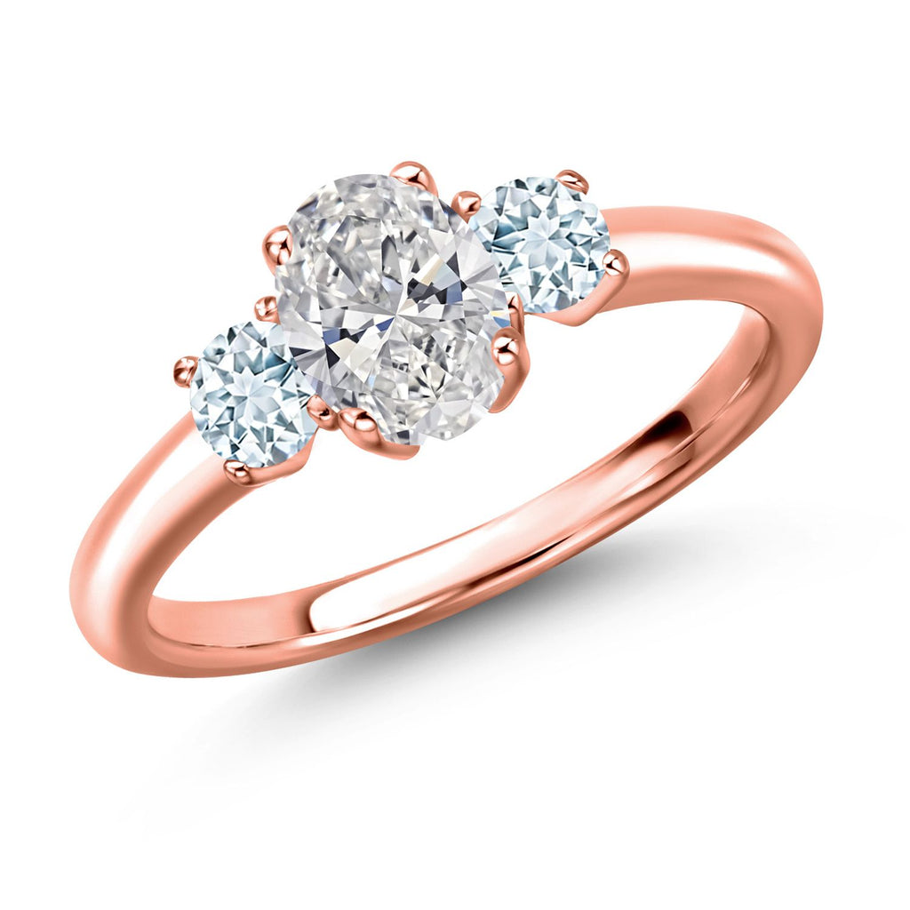 Aquamarine - March_5_Ring in 925 Rose Gold Plated Silver