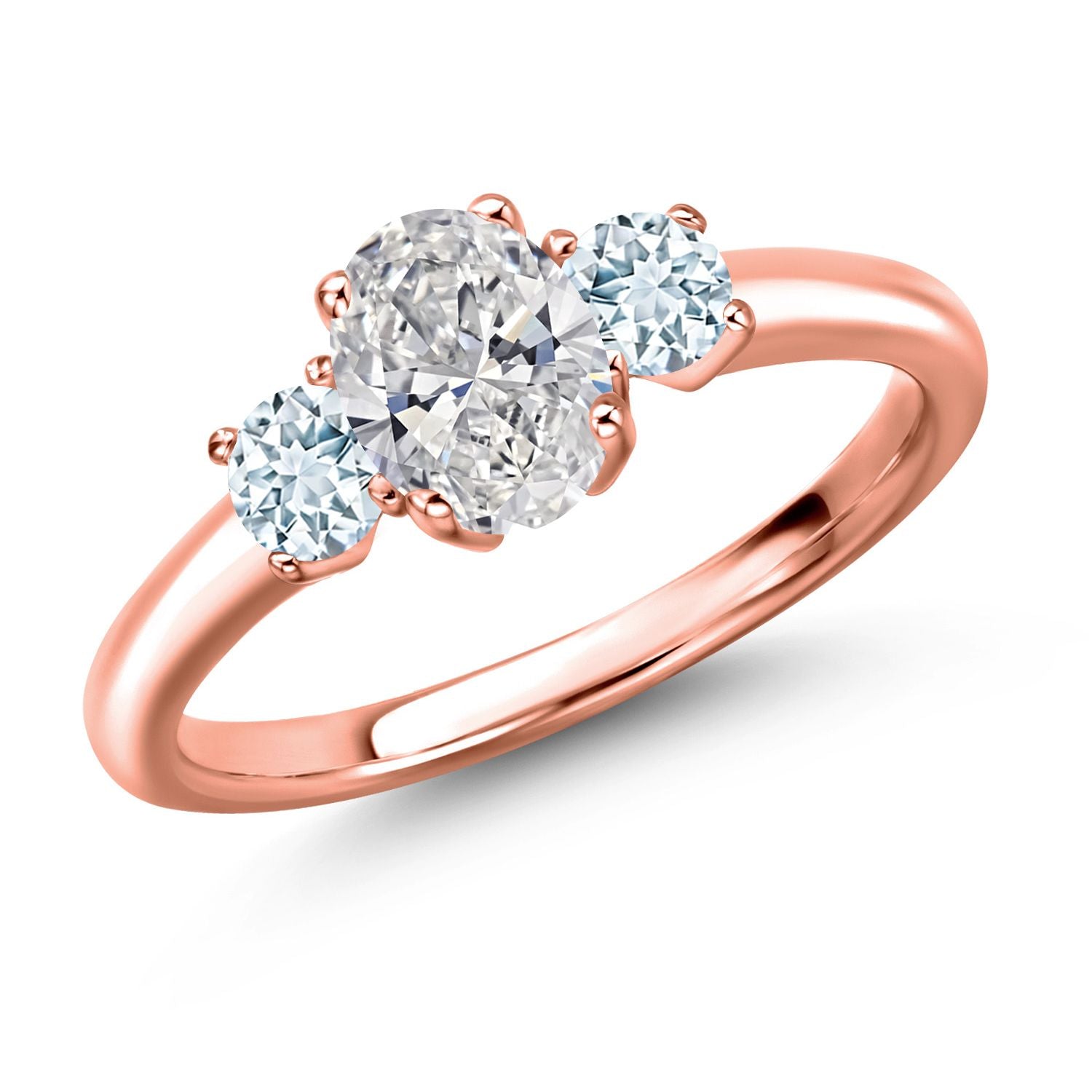 Aquamarine - March_7_Ring in 925 Rose Gold Plated Silver
