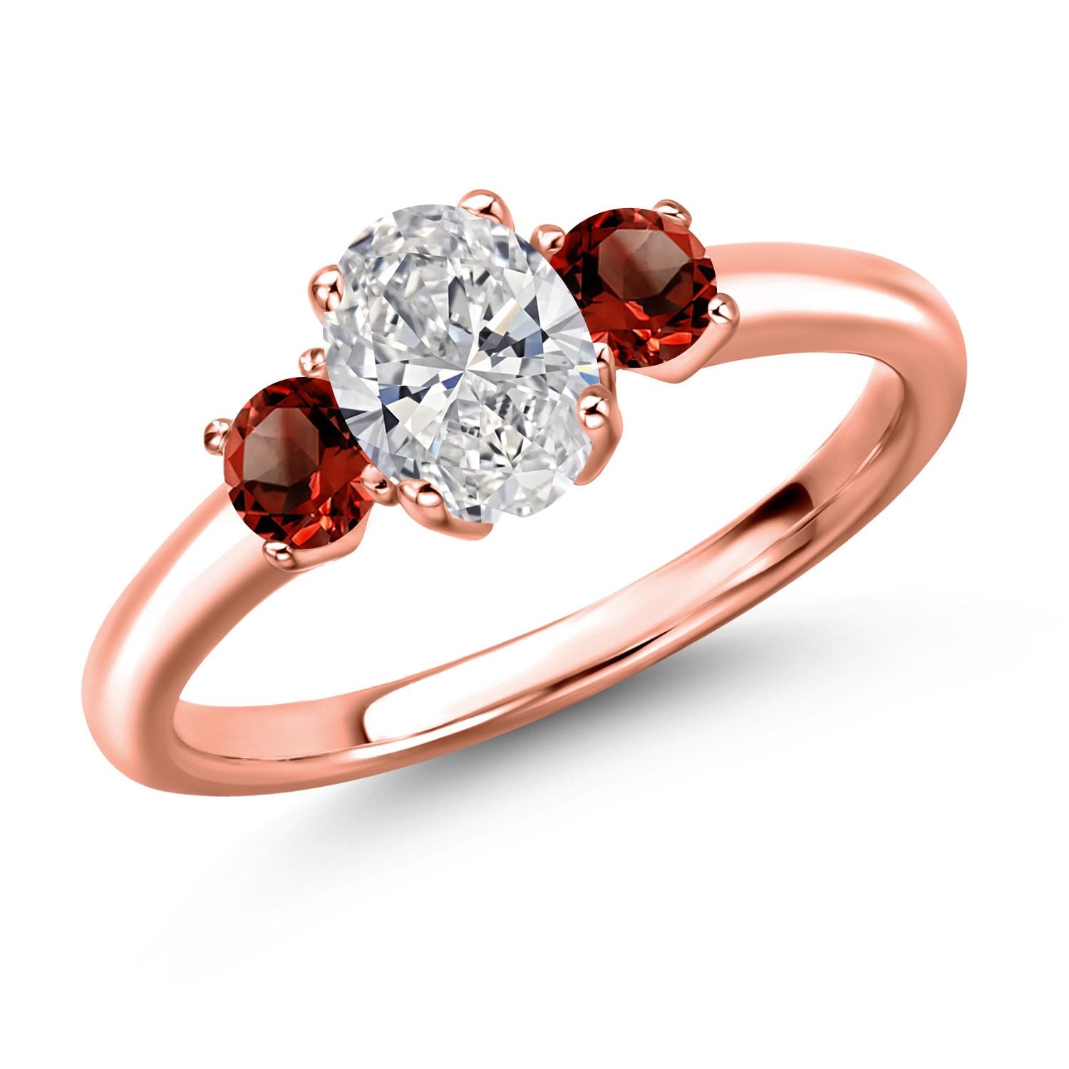 Garnet - January_8_Ring in 925 Rose Gold Plated Silver