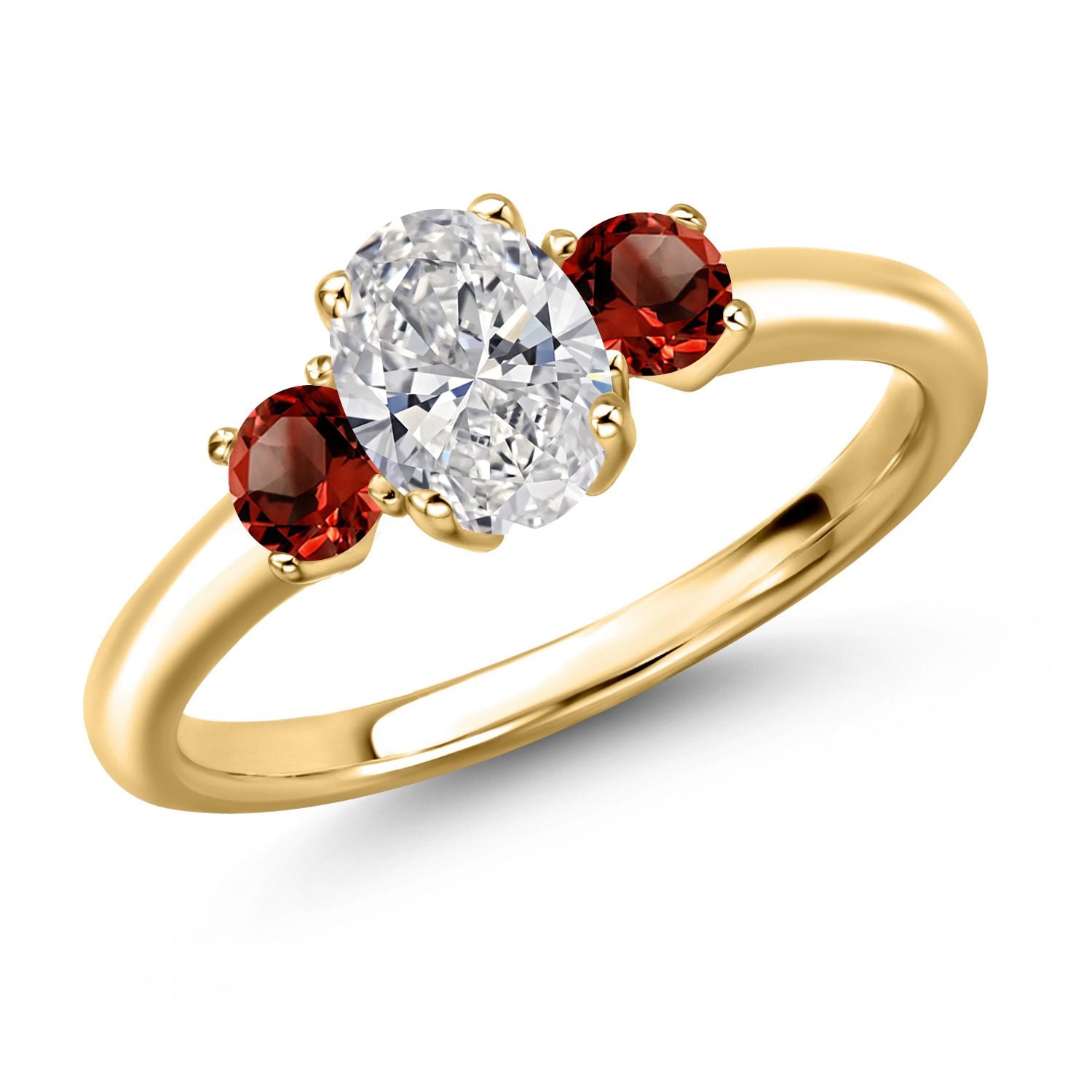 Garnet - January_9_Ring in 925 Yellow Gold Plated Silver