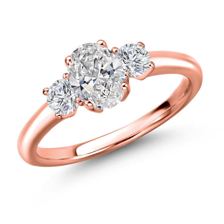 White Lab Grown Diamond - April_5_Ring in 925 Rose Gold Plated Silver