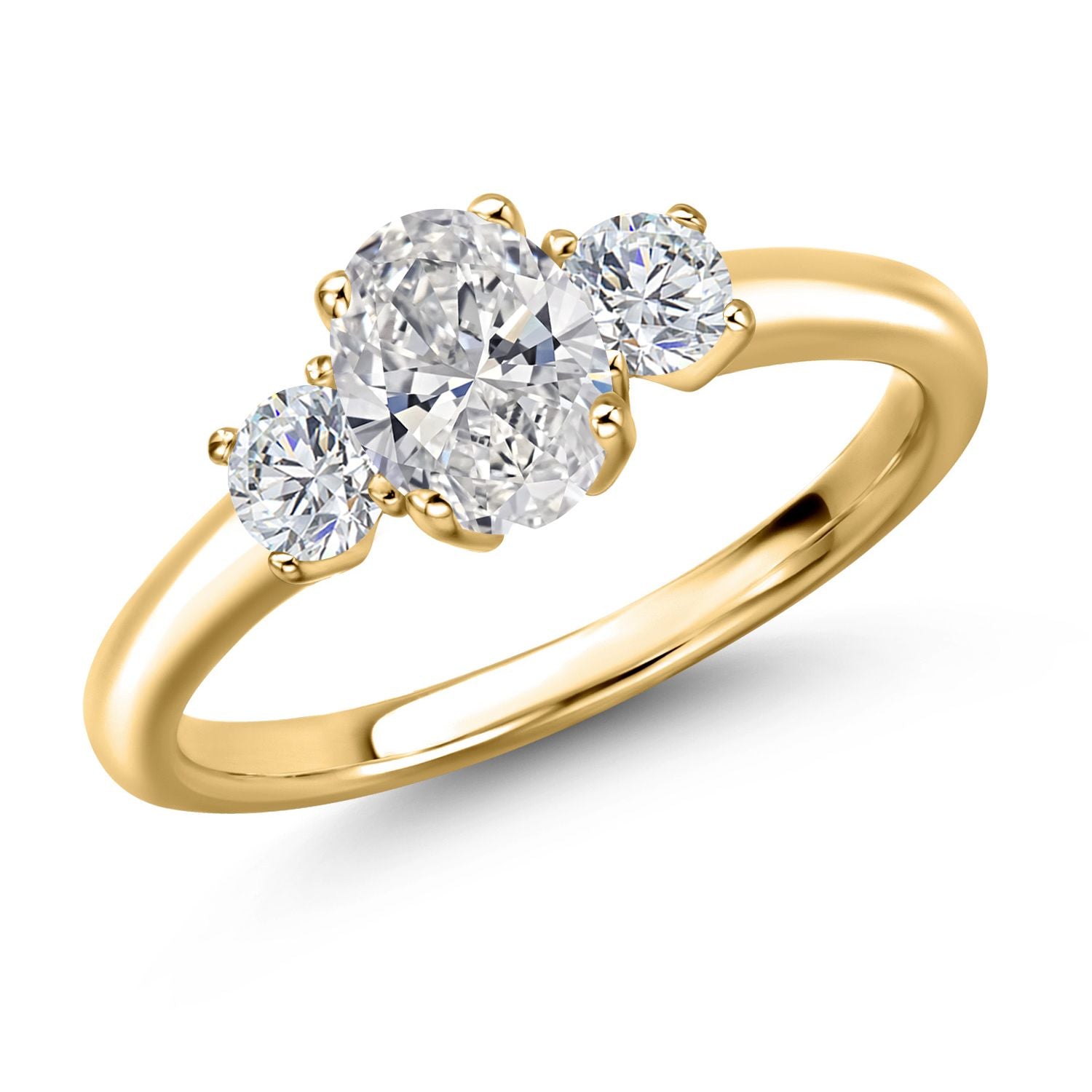 White Lab Grown Diamond - April_9_Ring in 925 Yellow Gold Plated Silver